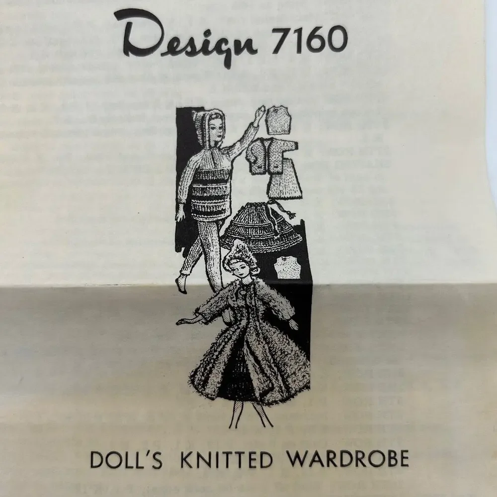 Vintage Doll Knitted Wardrobe Pattern #7160 11.5